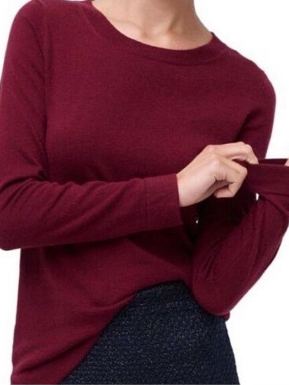 J. Crew Classic Teddie Wool Blend Crewneck Sweater in Maroon xxs